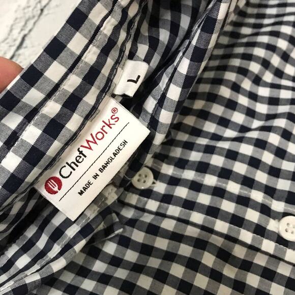 Navy Blue Gingham Button Down Shirt - Picture 3 of 6